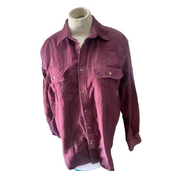 Guide Series Mens Large Maroon Long Sleeve Button-Up Shirt With Dual Chest Pocke - Picture 1 of 6